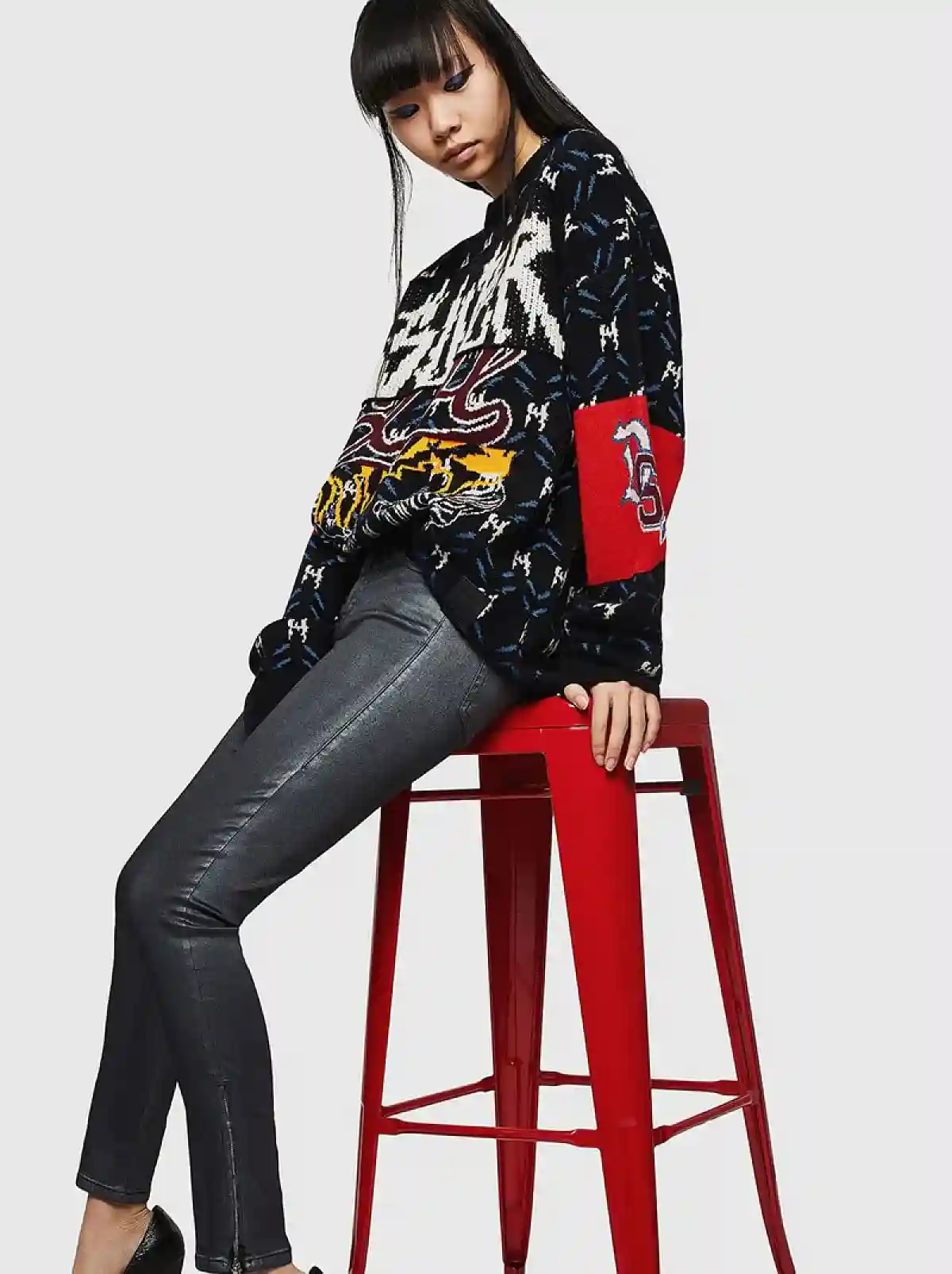 Black Super Skinny Fit Jeans-Slandy Zip