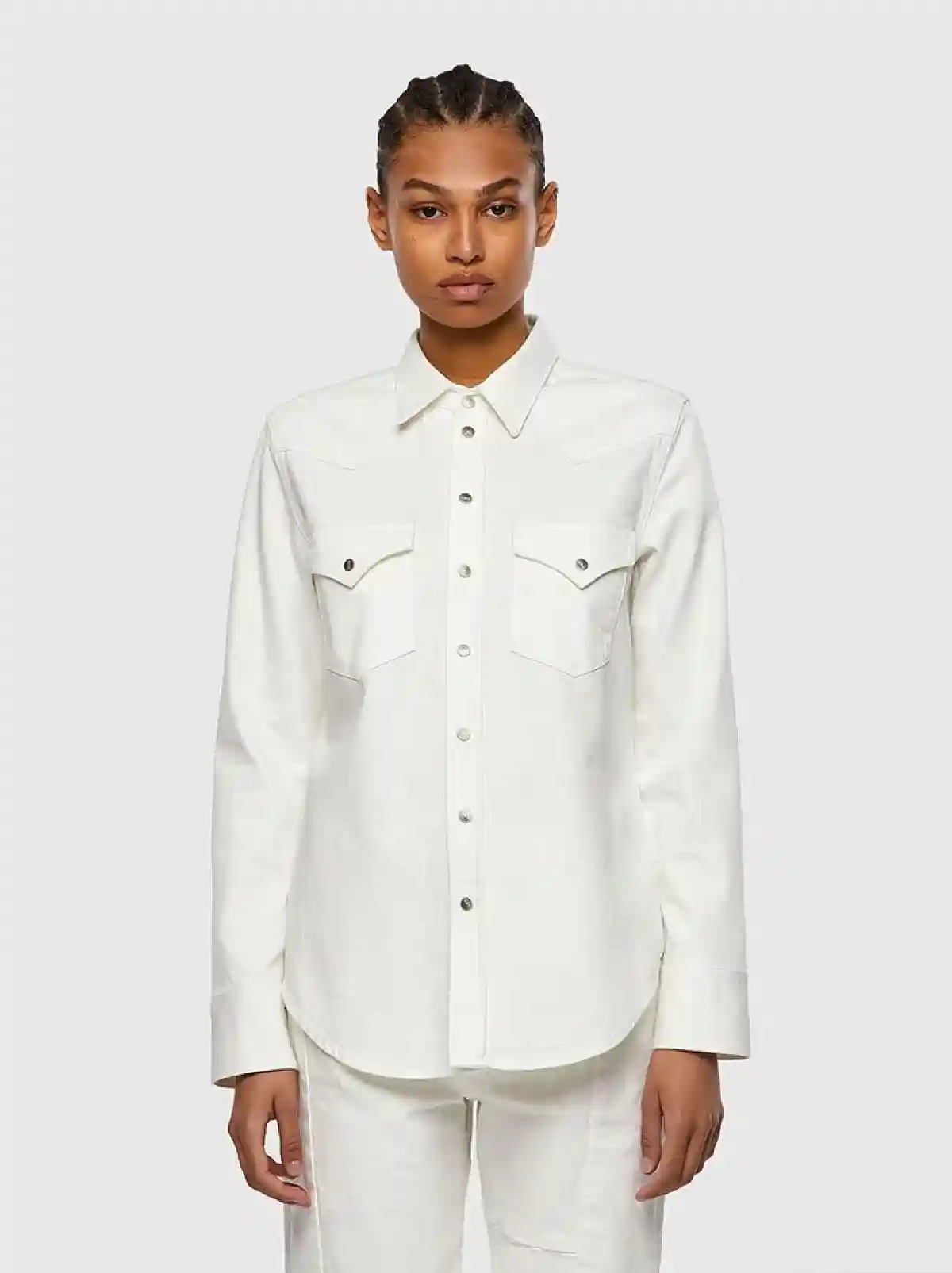White Western shirt in washed denim