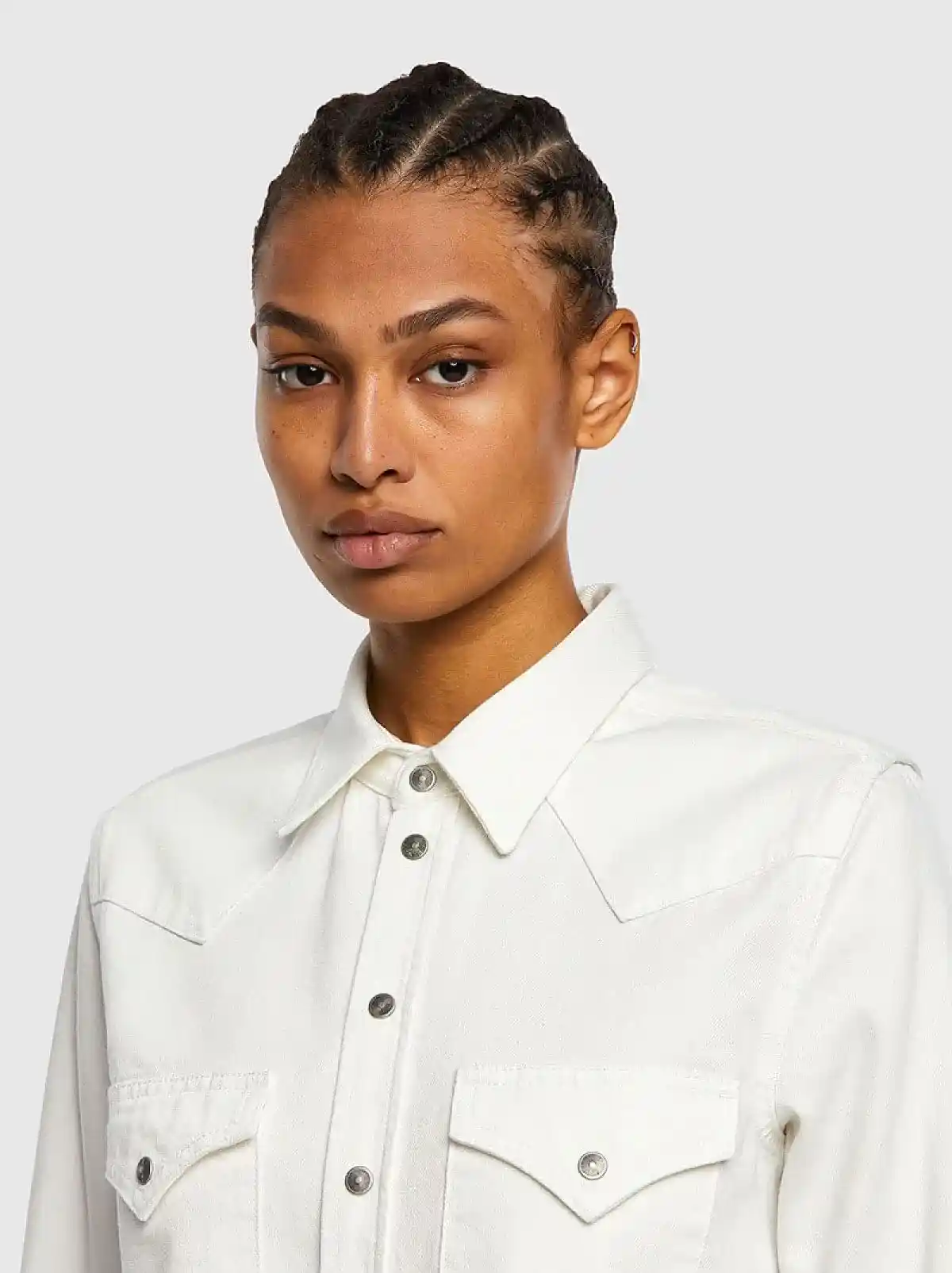 White Western shirt in washed denim