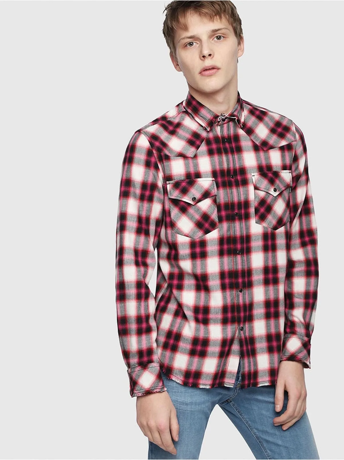 Pink Checked western shirt in cotton