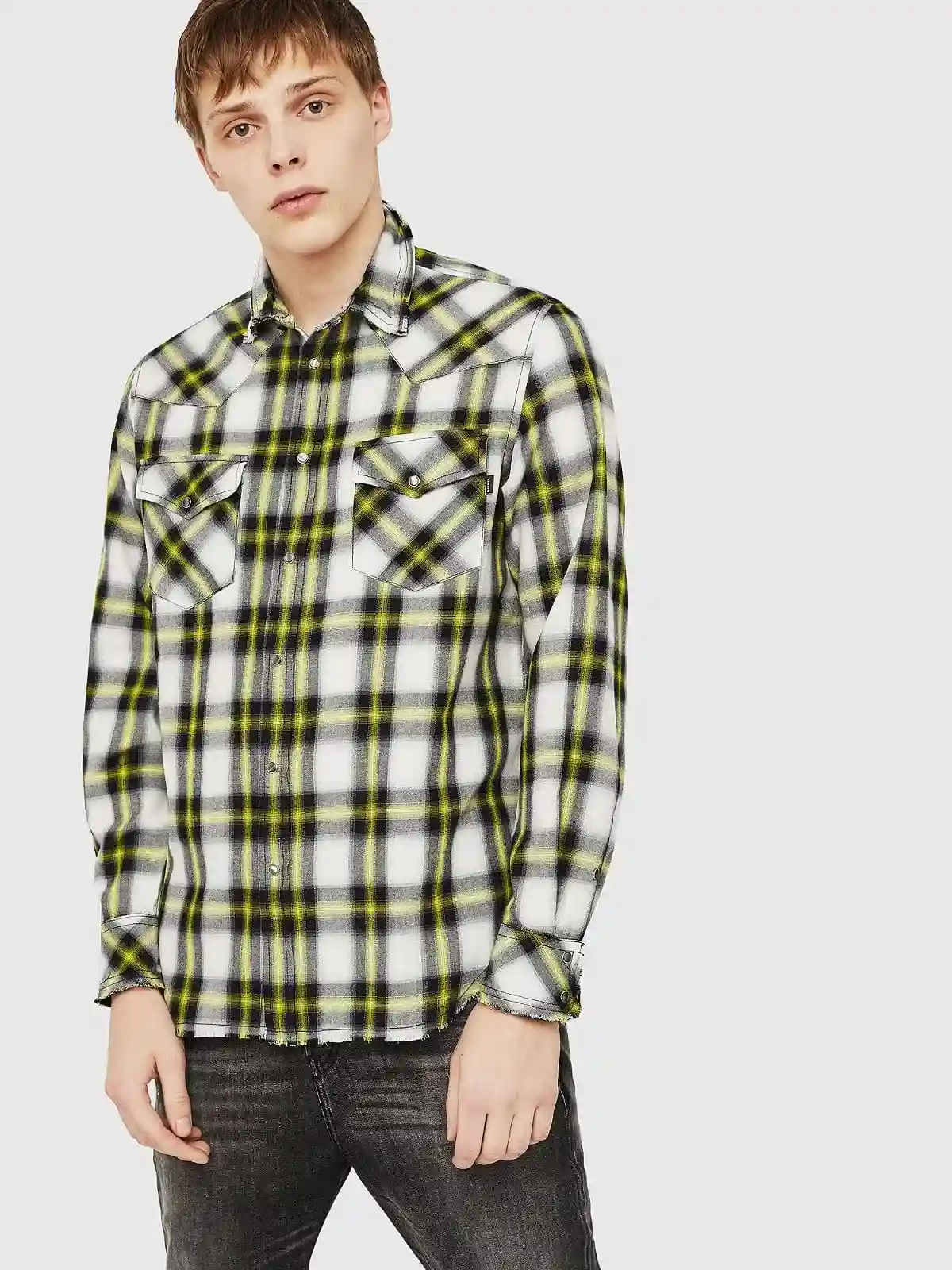 Black Checked western shirt in cotton