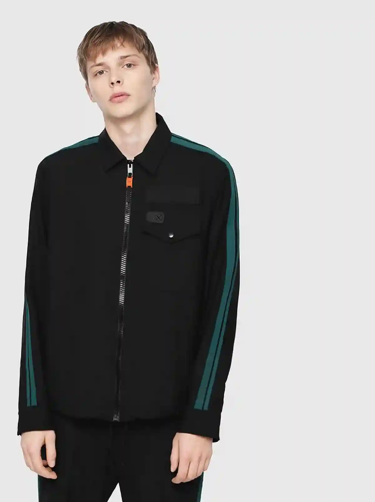 Black Cool wool jacket with neoprene bands