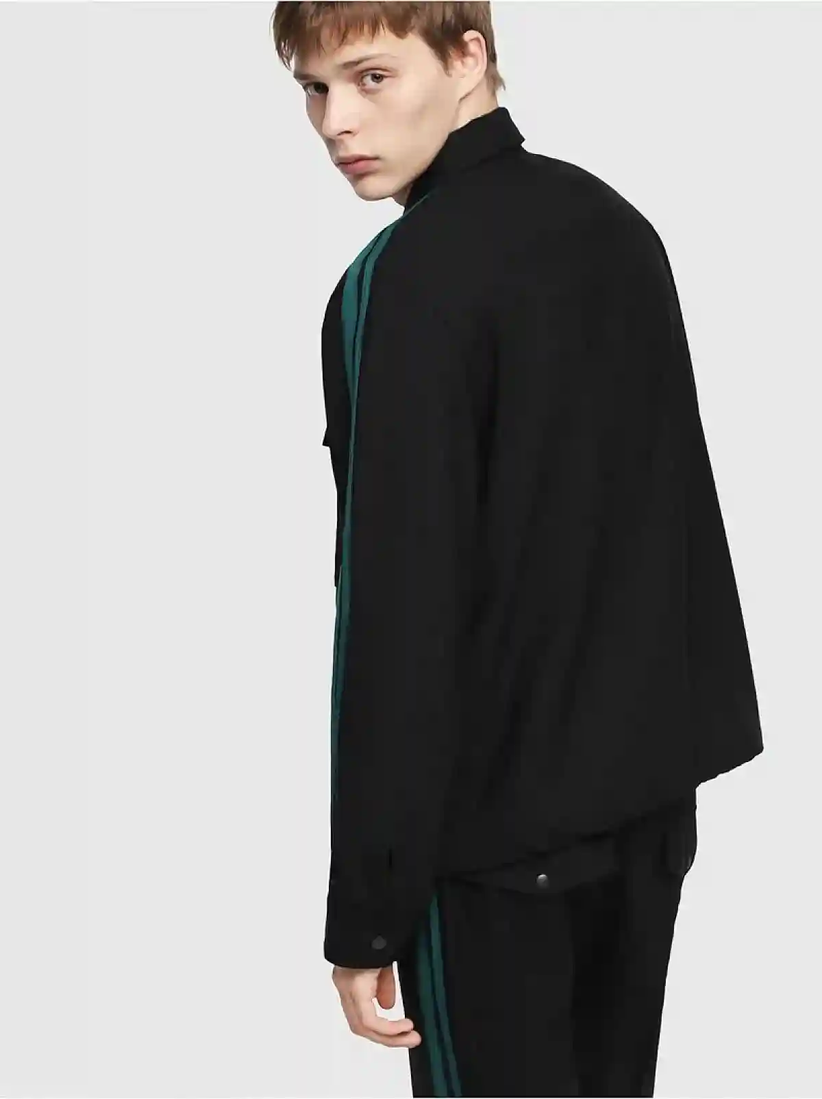 Black Cool wool jacket with neoprene bands