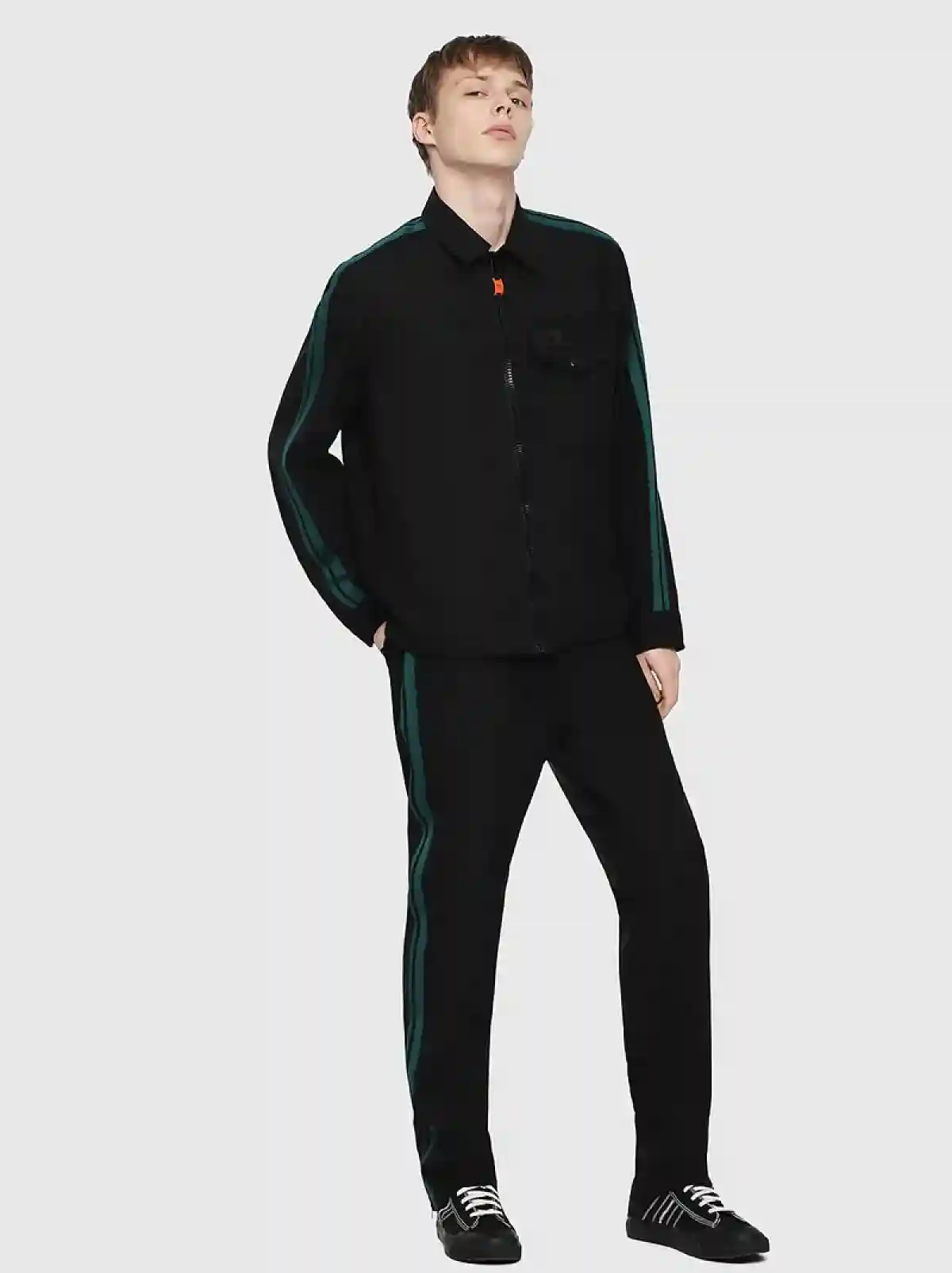 Black Cool wool jacket with neoprene bands