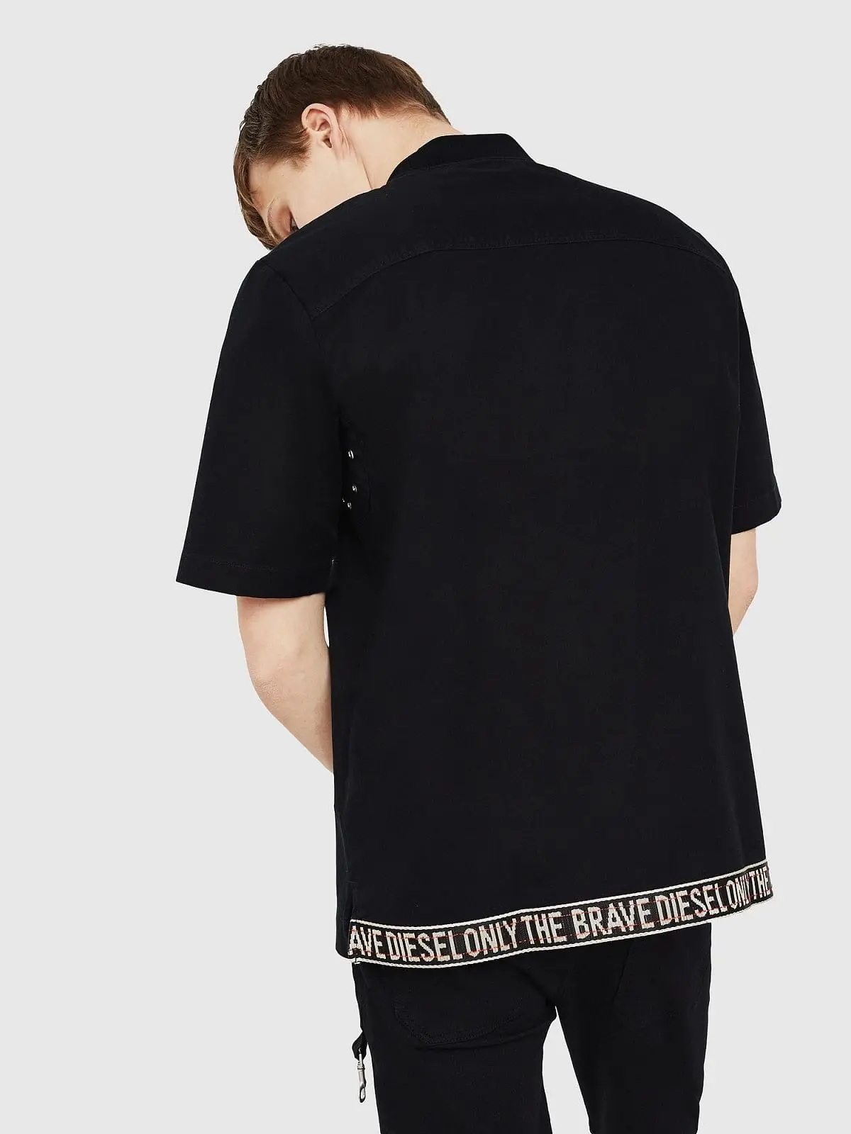 Black Zipped shirt in cotton gabardine