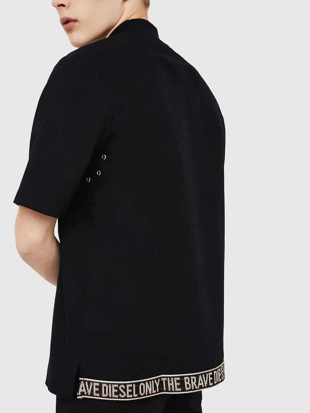 Black Zipped shirt in cotton gabardine