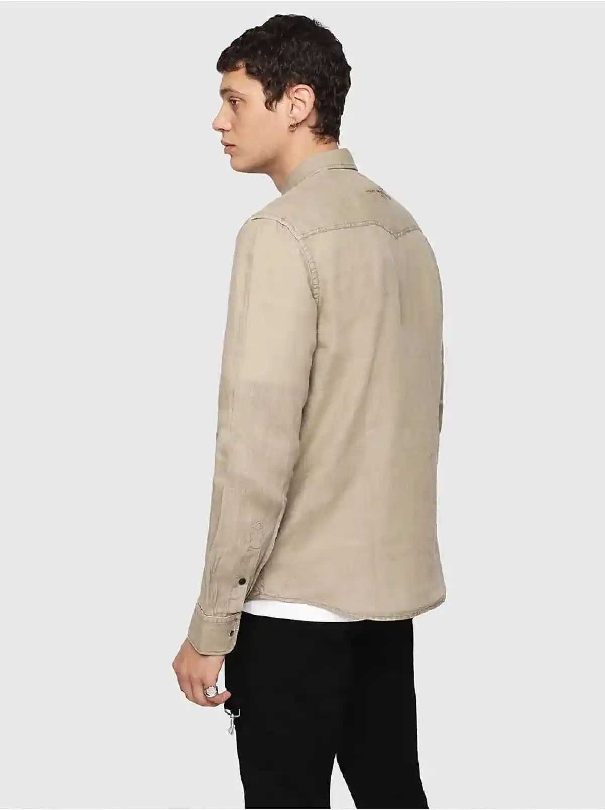 Beige Linen shirt with metal snap buttons