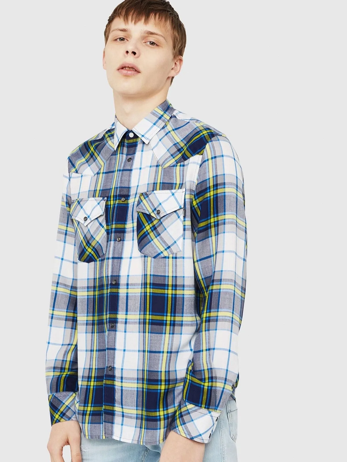 Multicolor Check shirt in yarn-dyed viscose
