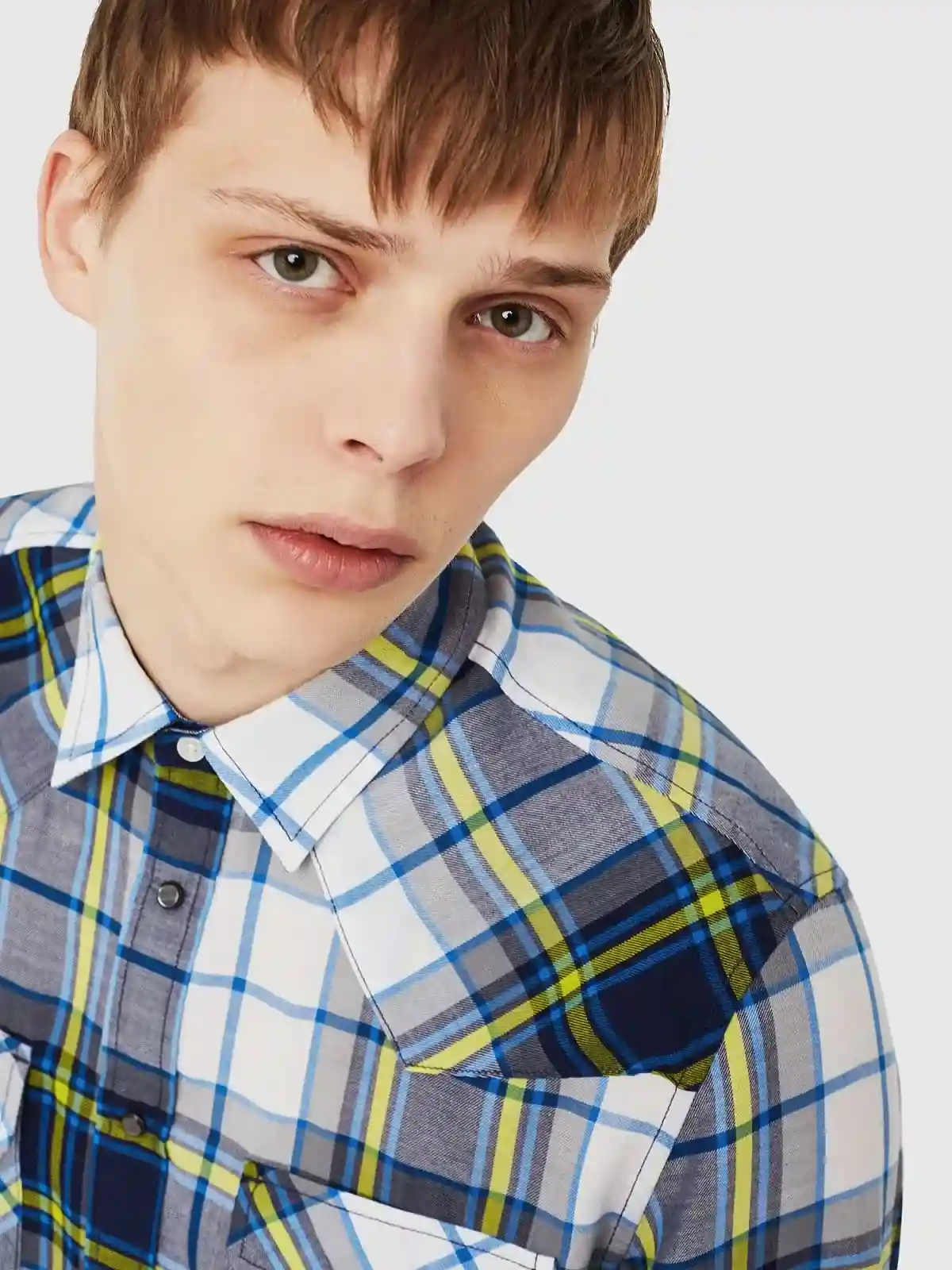 Multicolor Check shirt in yarn-dyed viscose