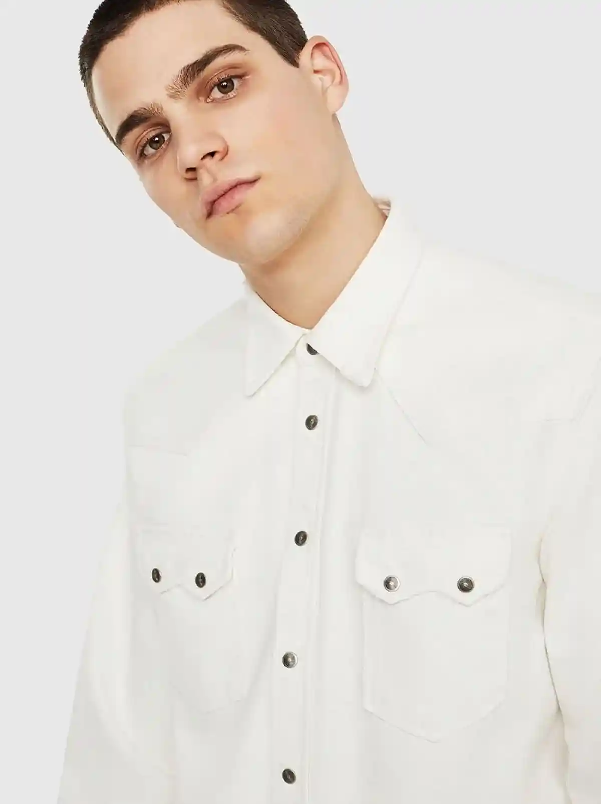 White Destroyed Western shirt in denim