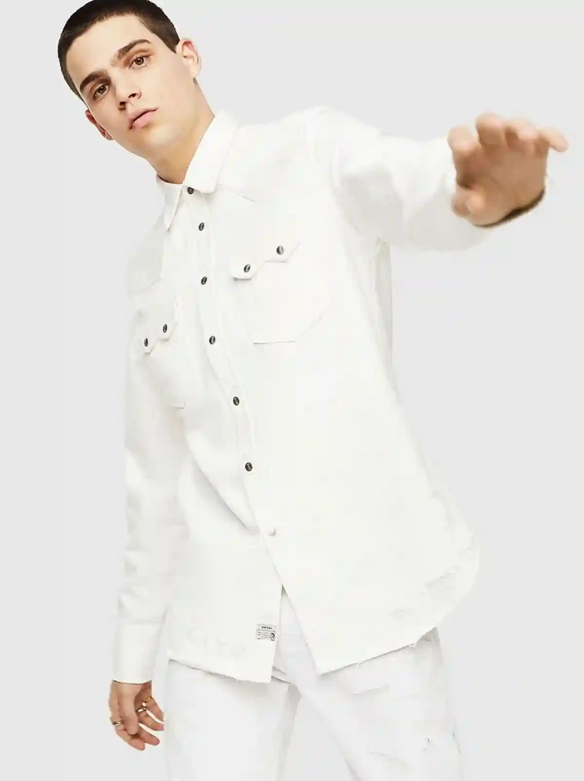 White Destroyed Western shirt in denim