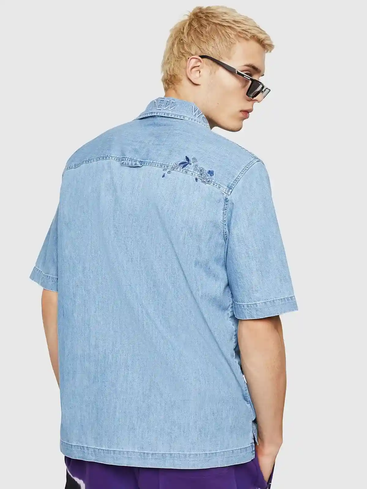 Blue Embroidered shirt in denim