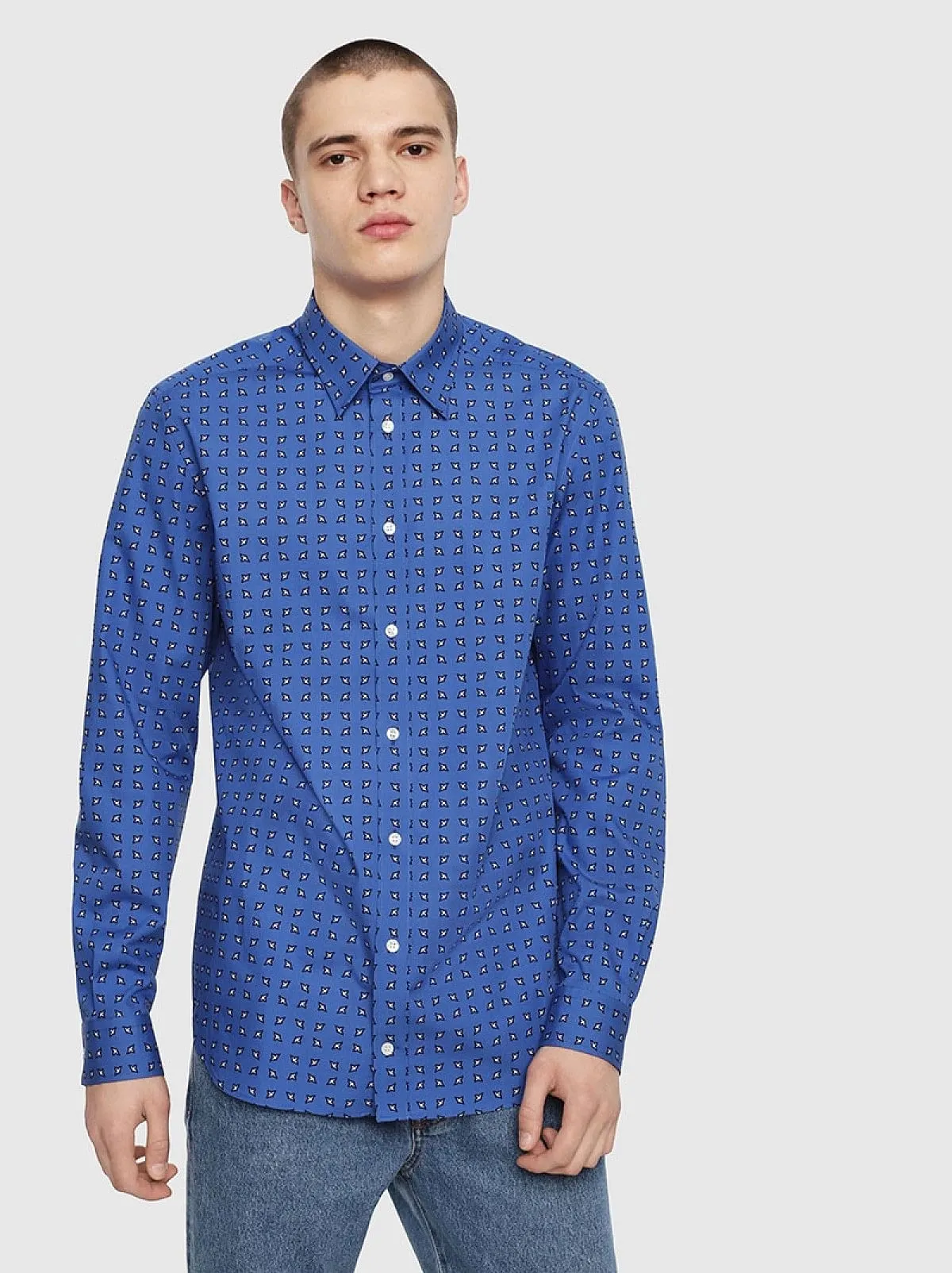 Blue Poplin shirt with bandana print
