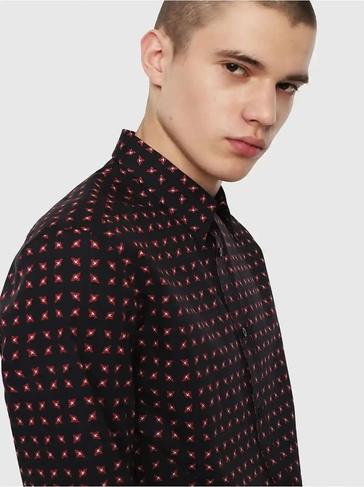 Black Poplin shirt with bandana print