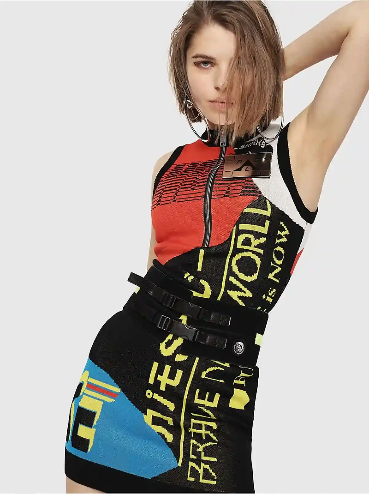 Black Jacquard-knit bodycon dress