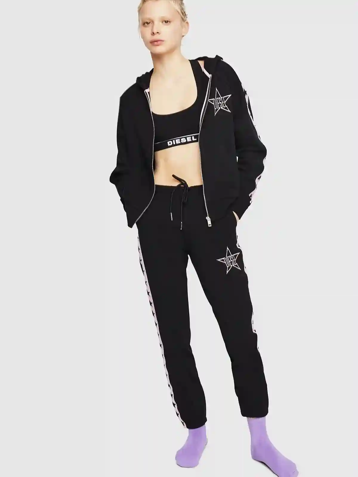 Black Cotton pants with star logo