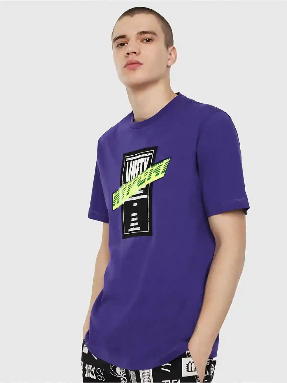 Purple Regular T-shirt with fluo overprint