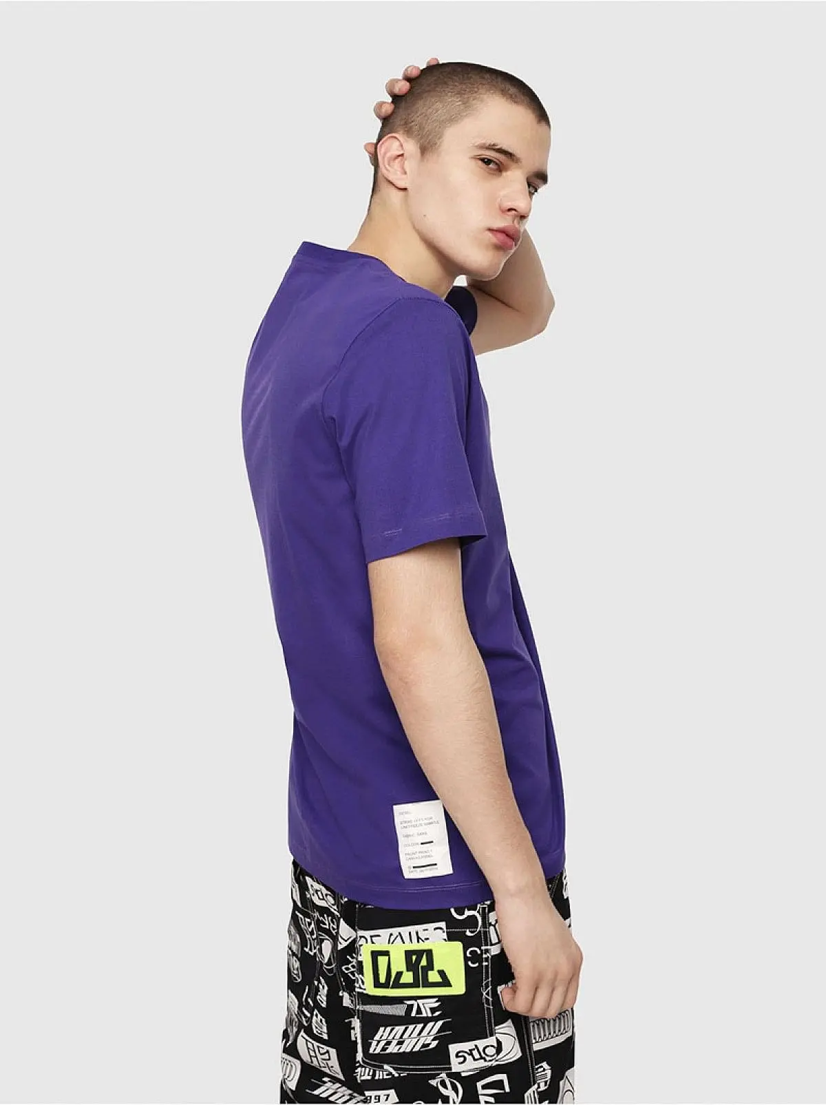 Purple Regular T-shirt with fluo overprint