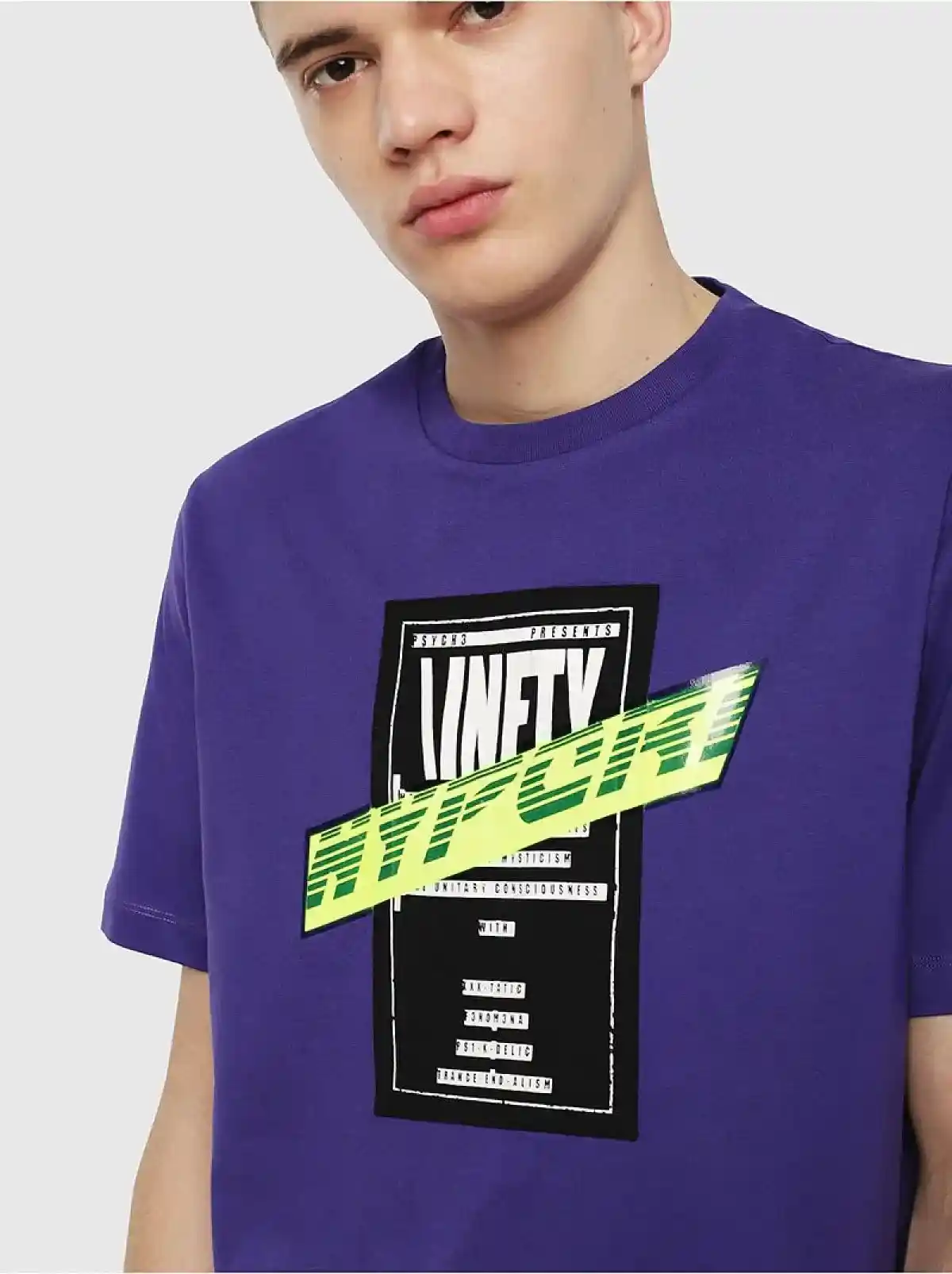 Purple Regular T-shirt with fluo overprint