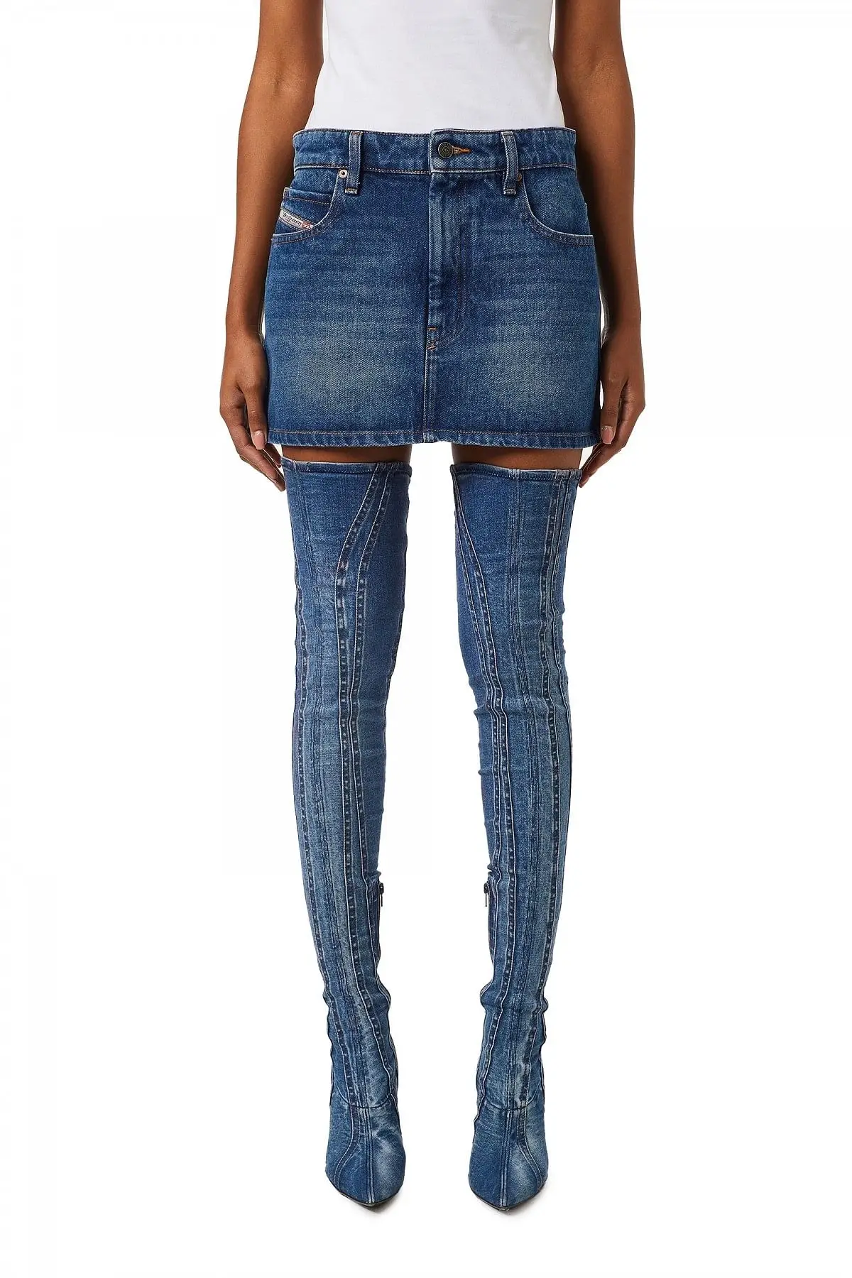 Blue Mini skirt in stonewashed denim