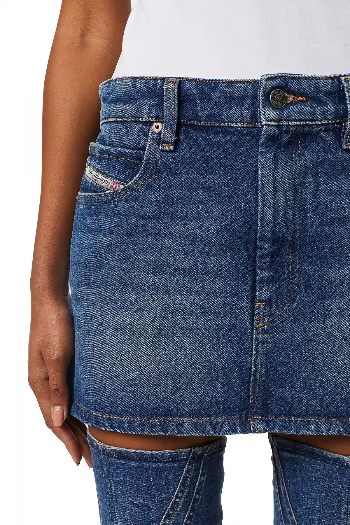 Blue Mini skirt in stonewashed denim