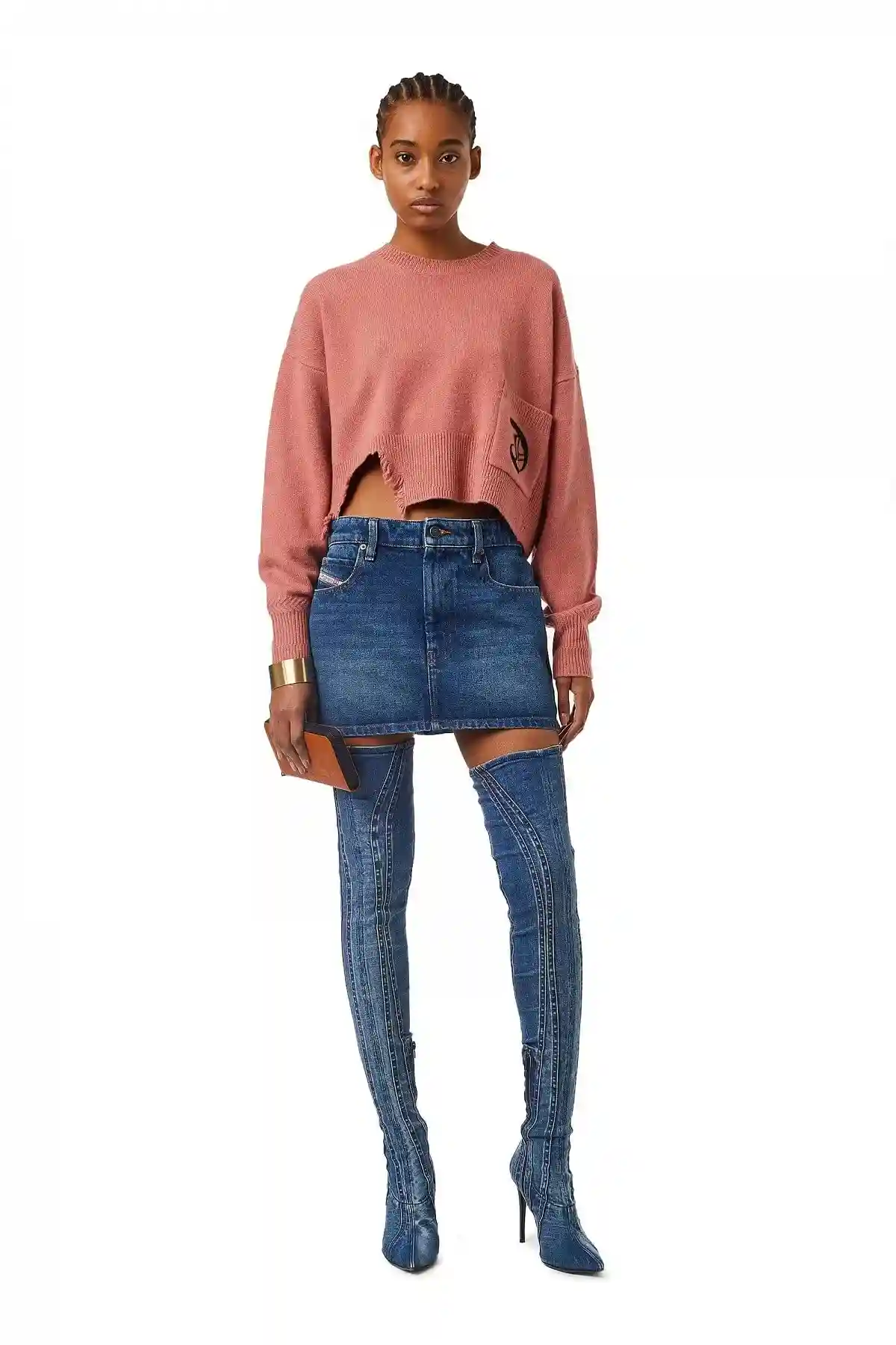 Blue Mini skirt in stonewashed denim