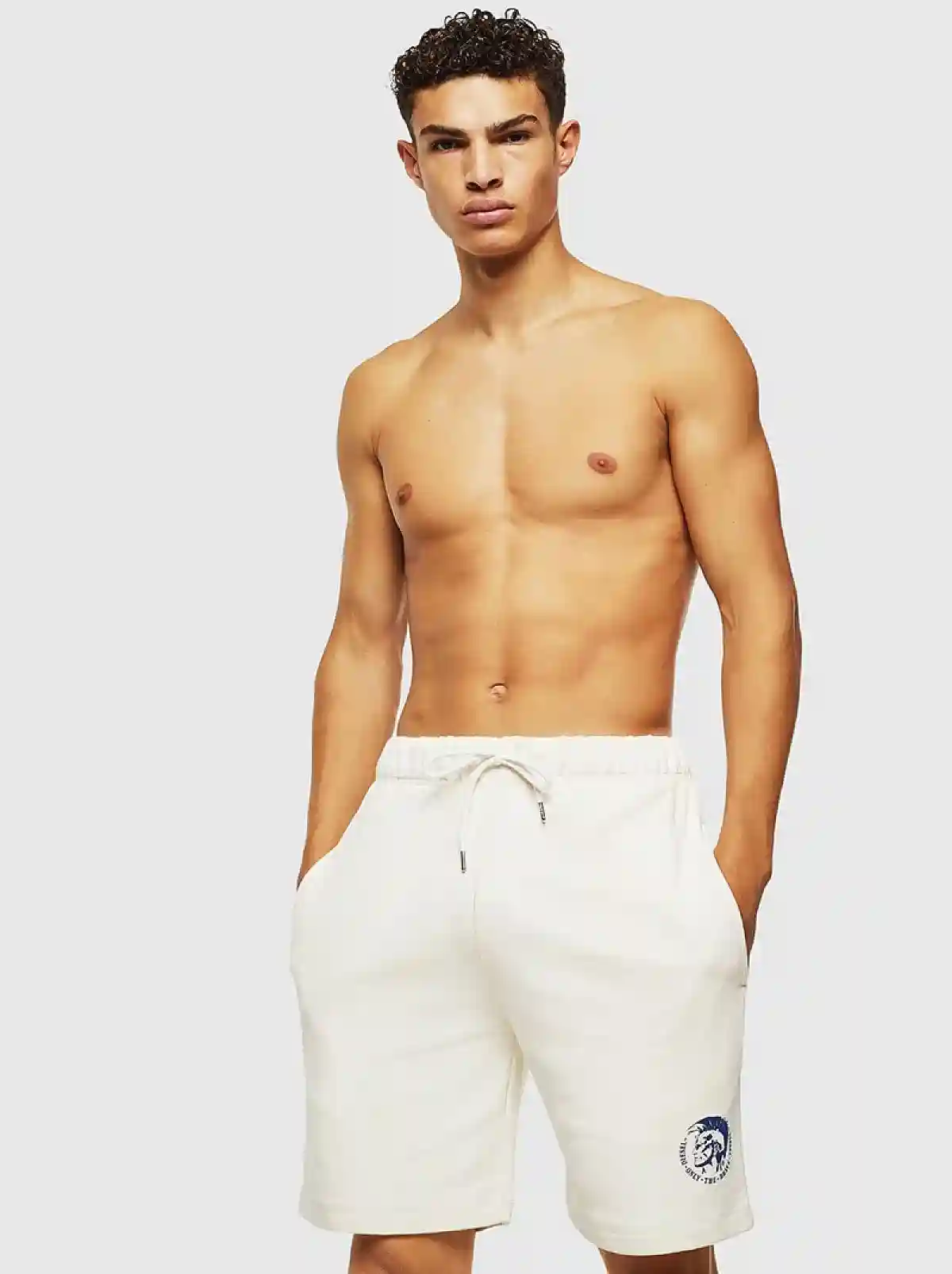 White Loungewear shorts with back Diesel logo