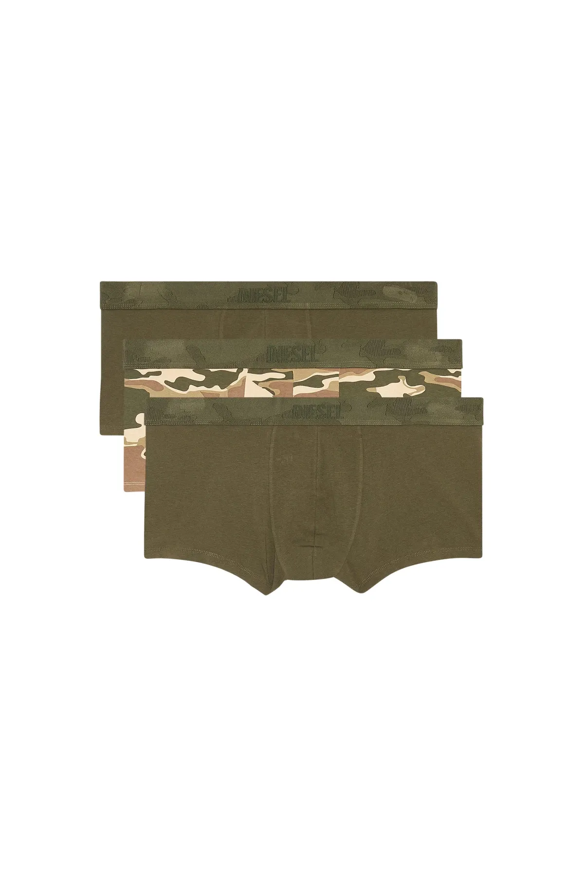 Green Three-pack camo waist boxer briefs