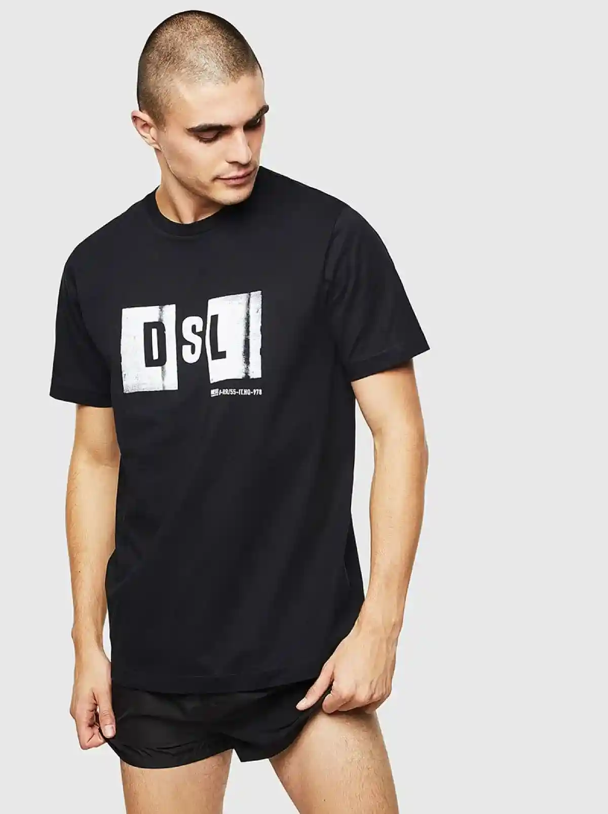 Black Cotton T-shirt with DSL print