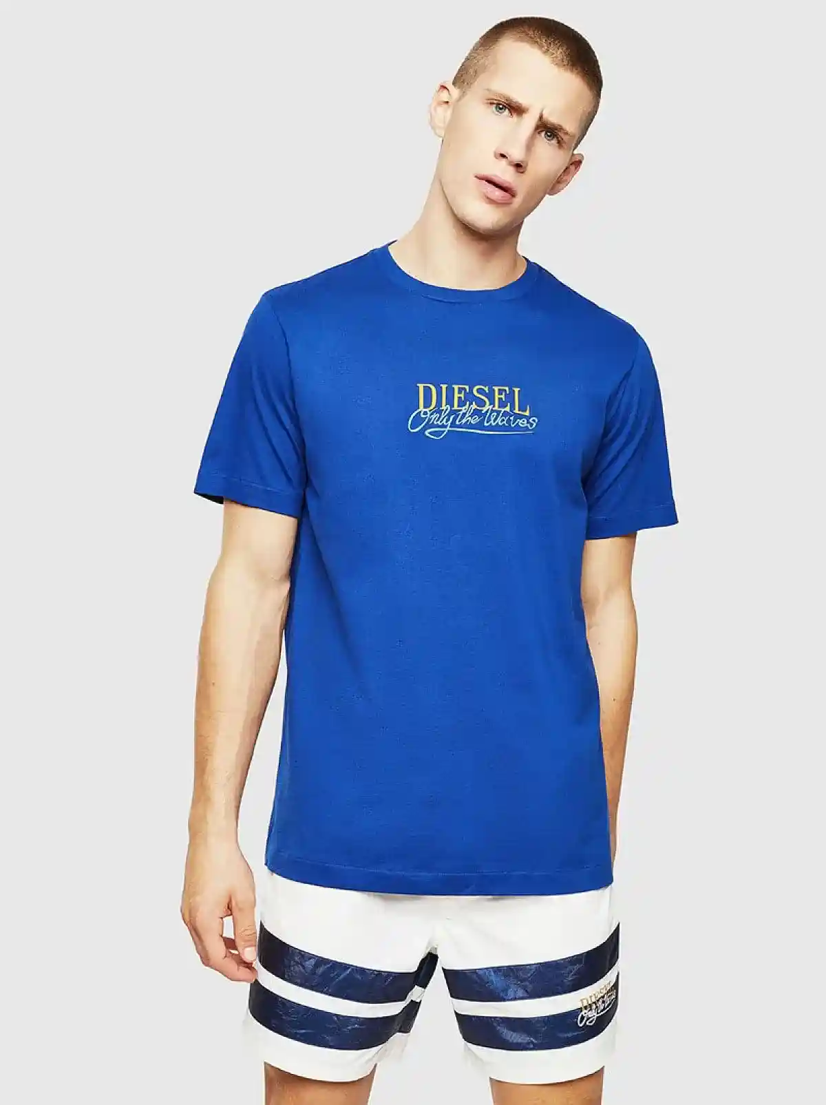 Blue Embroidered T-shirt with fish print
