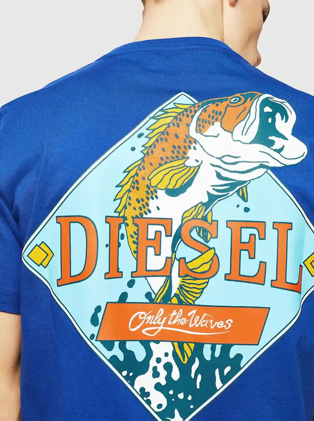 Blue Embroidered T-shirt with fish print