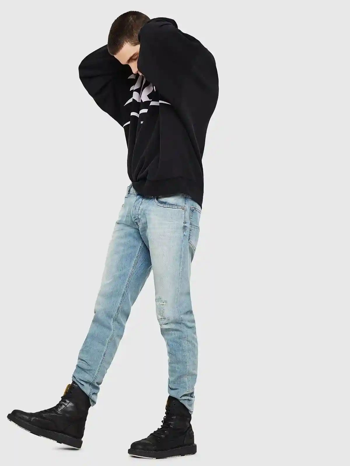 Blue Tapered fit Jeans-Larkee-Beex