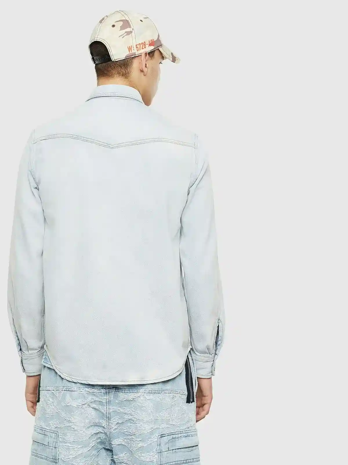 Blue Bleached western-style denim shirt