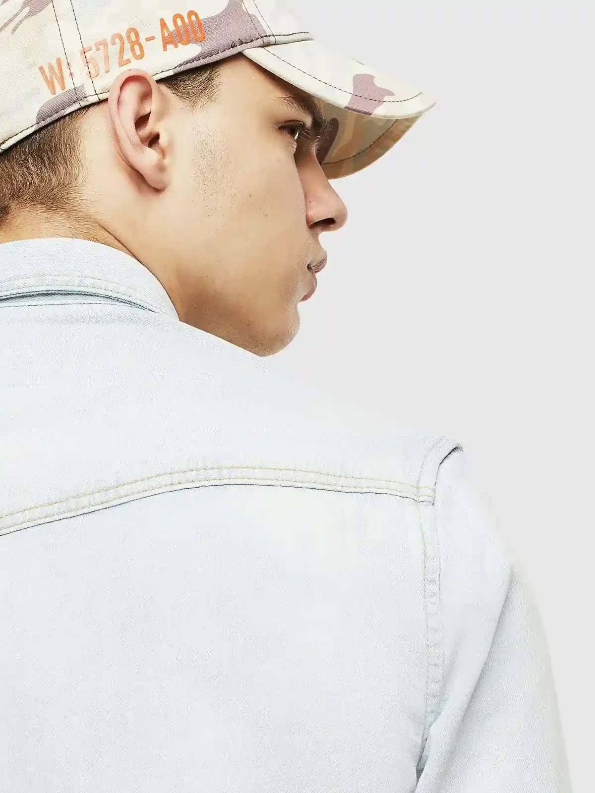 Blue Bleached western-style denim shirt