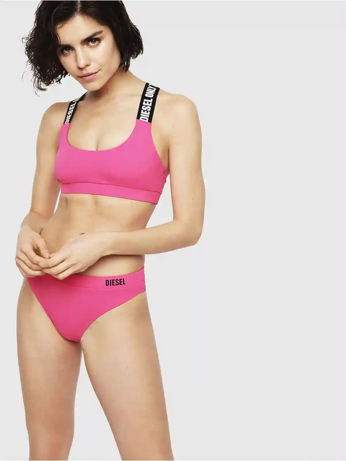 Pink Bikini with crossover logo straps