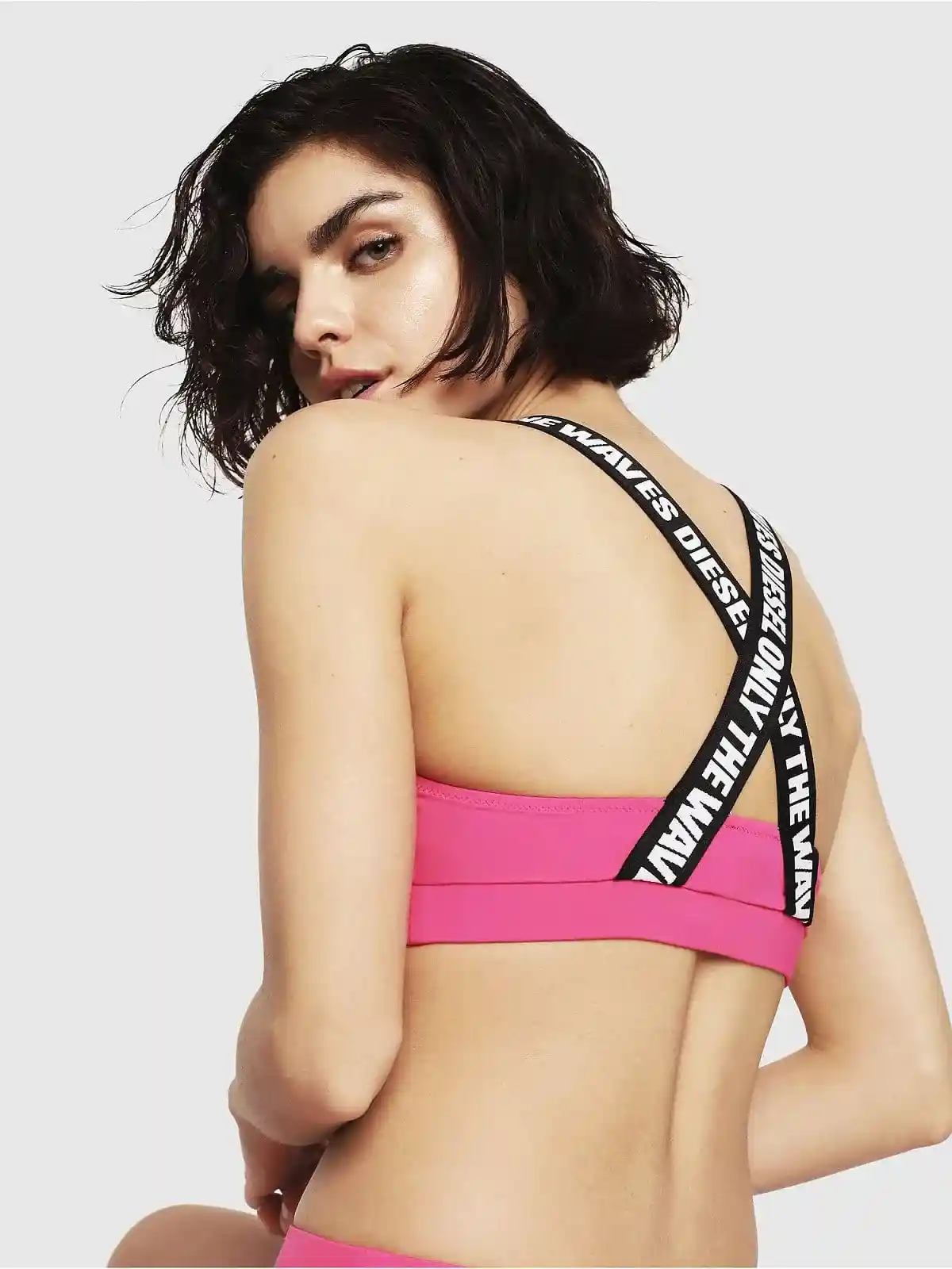 Pink Bikini with crossover logo straps
