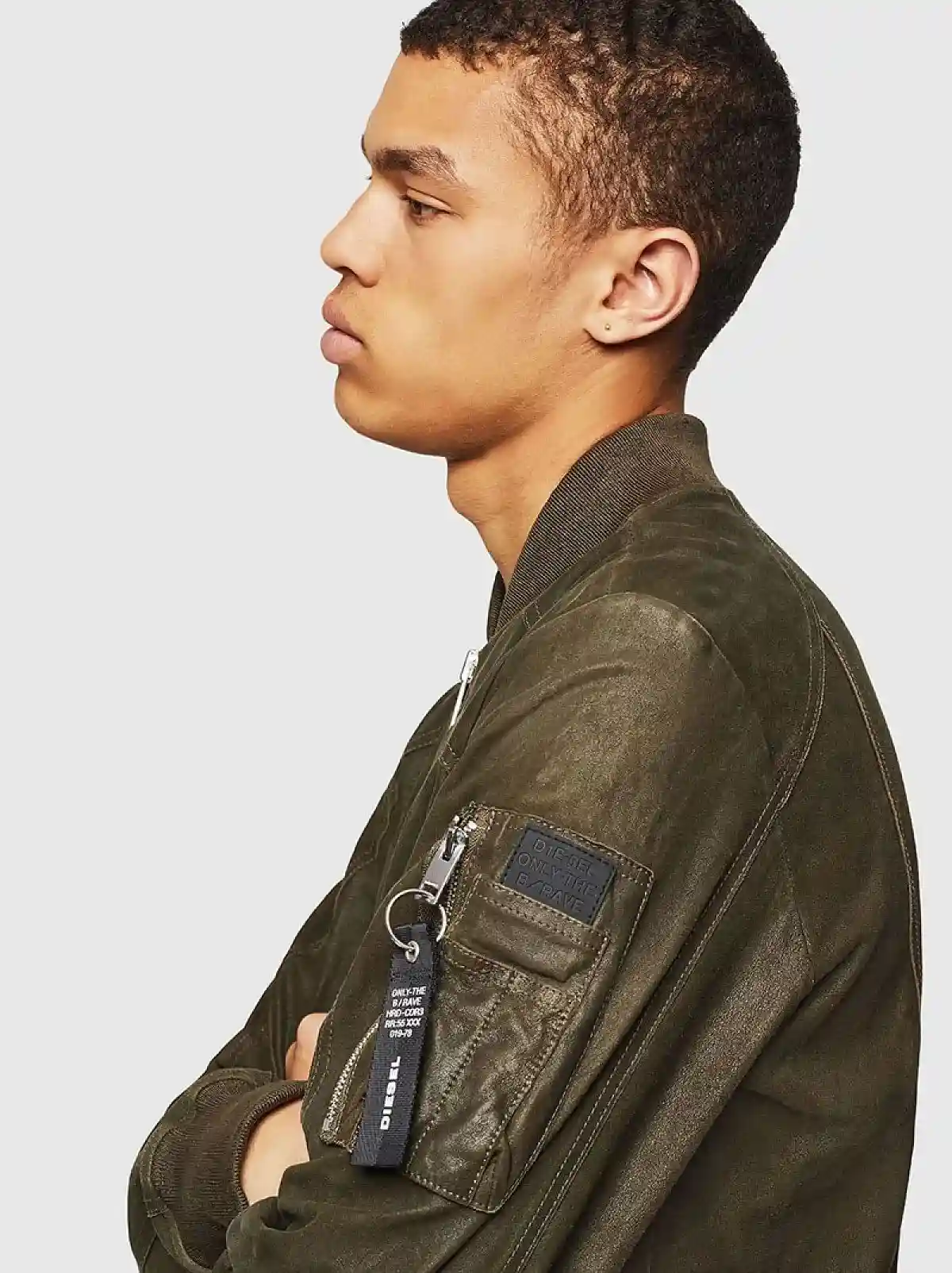 Green Bomber jacket in waxed suede