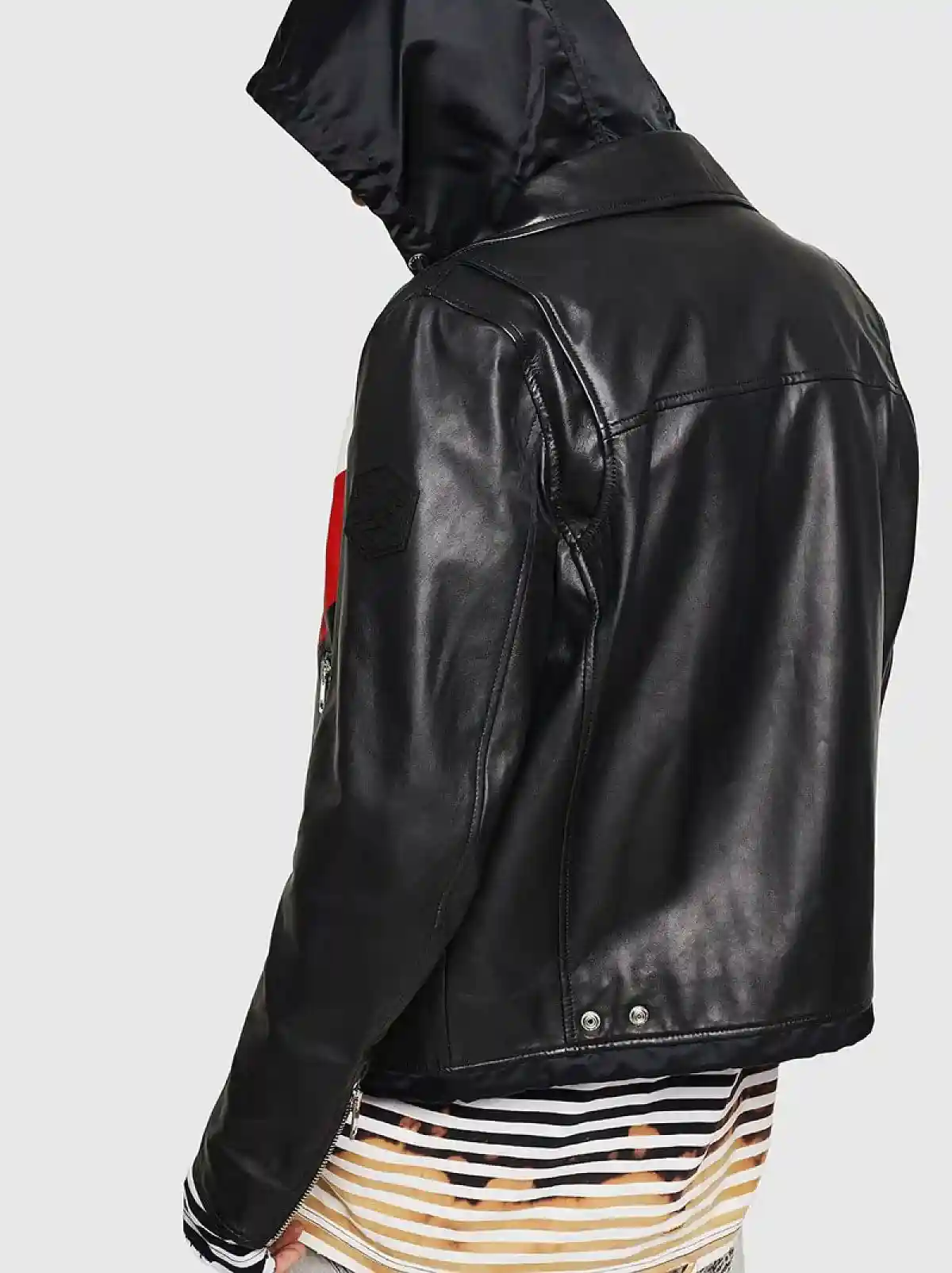 Black Leather and nylon biker jacket