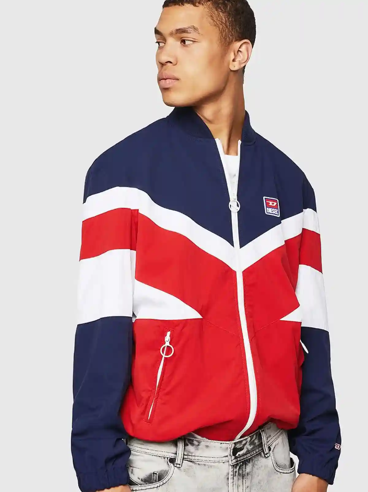 Multicolor Jacket in colour-block technical fabric