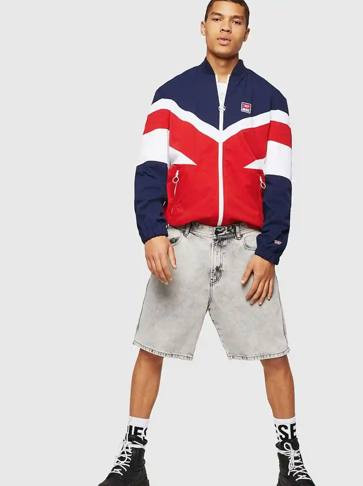 Multicolor Jacket in colour-block technical fabric