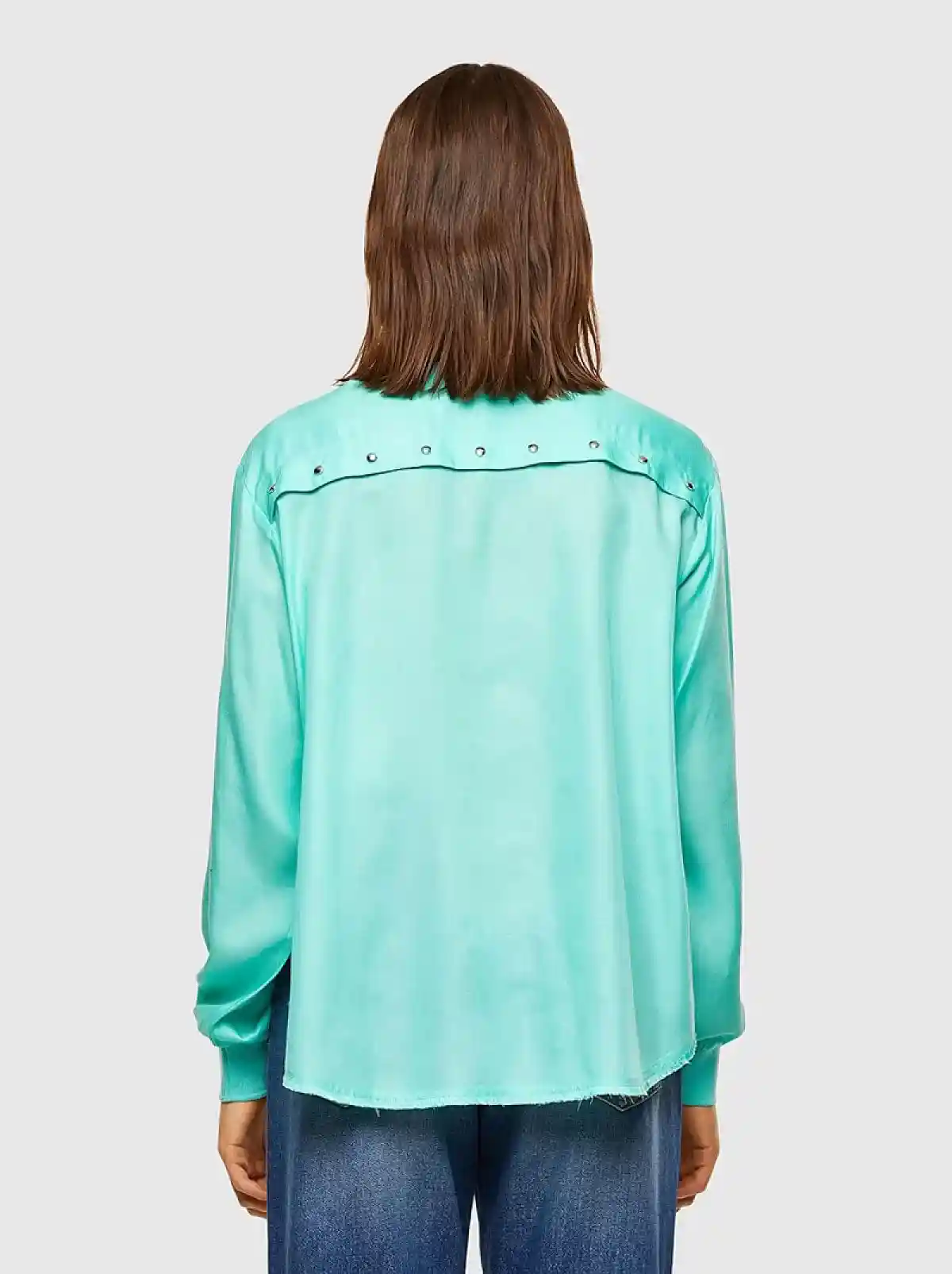 Blue Fluid shirt with knitted detail