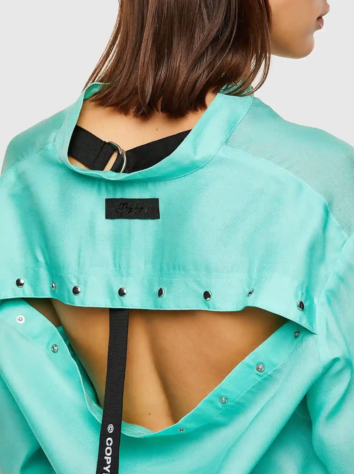 Blue Fluid shirt with knitted detail