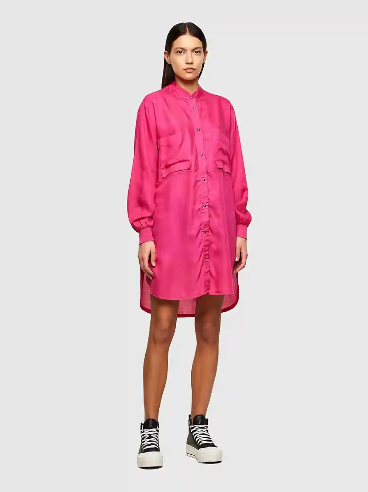 Pink Shirt dress in fluid twill