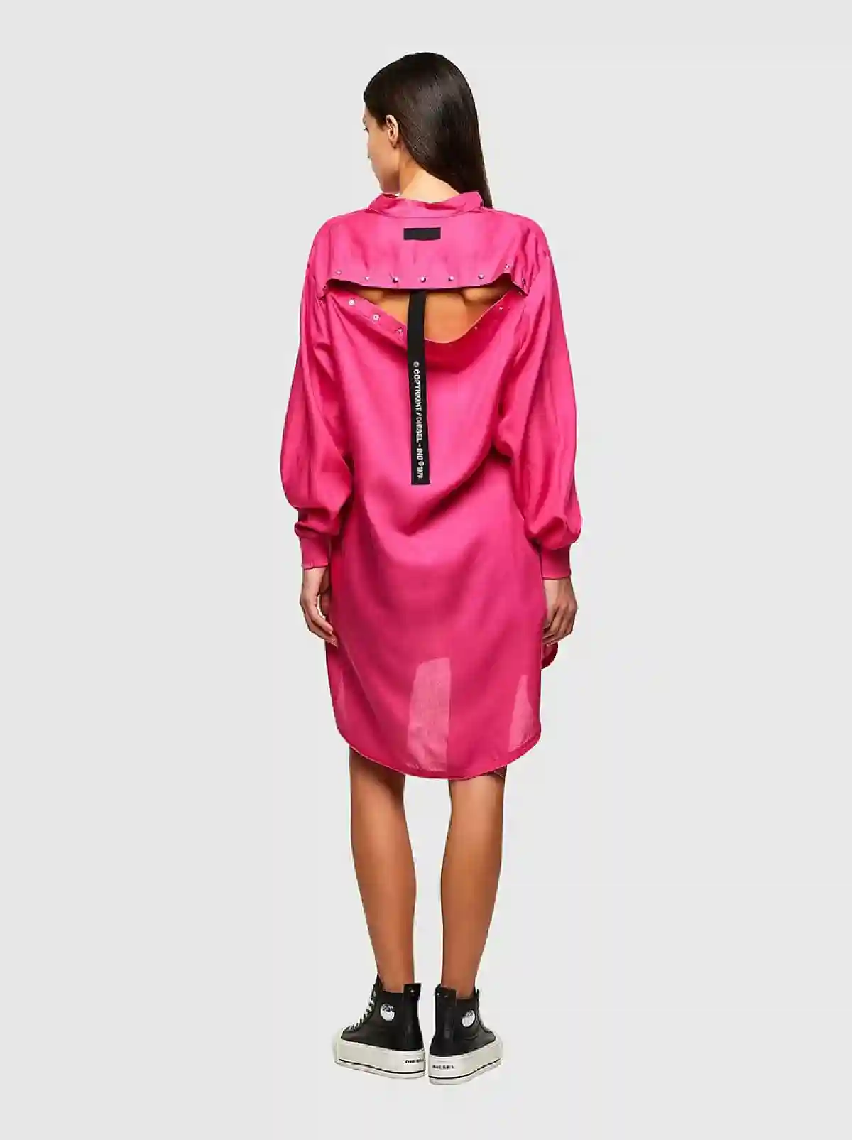 Pink Shirt dress in fluid twill