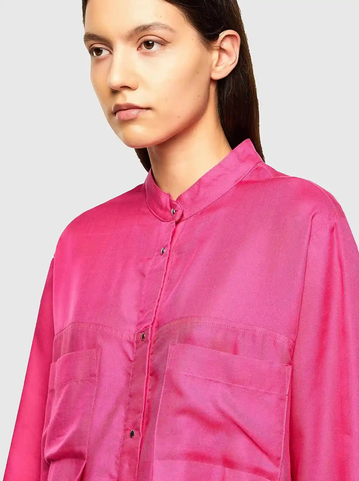 Pink Shirt dress in fluid twill