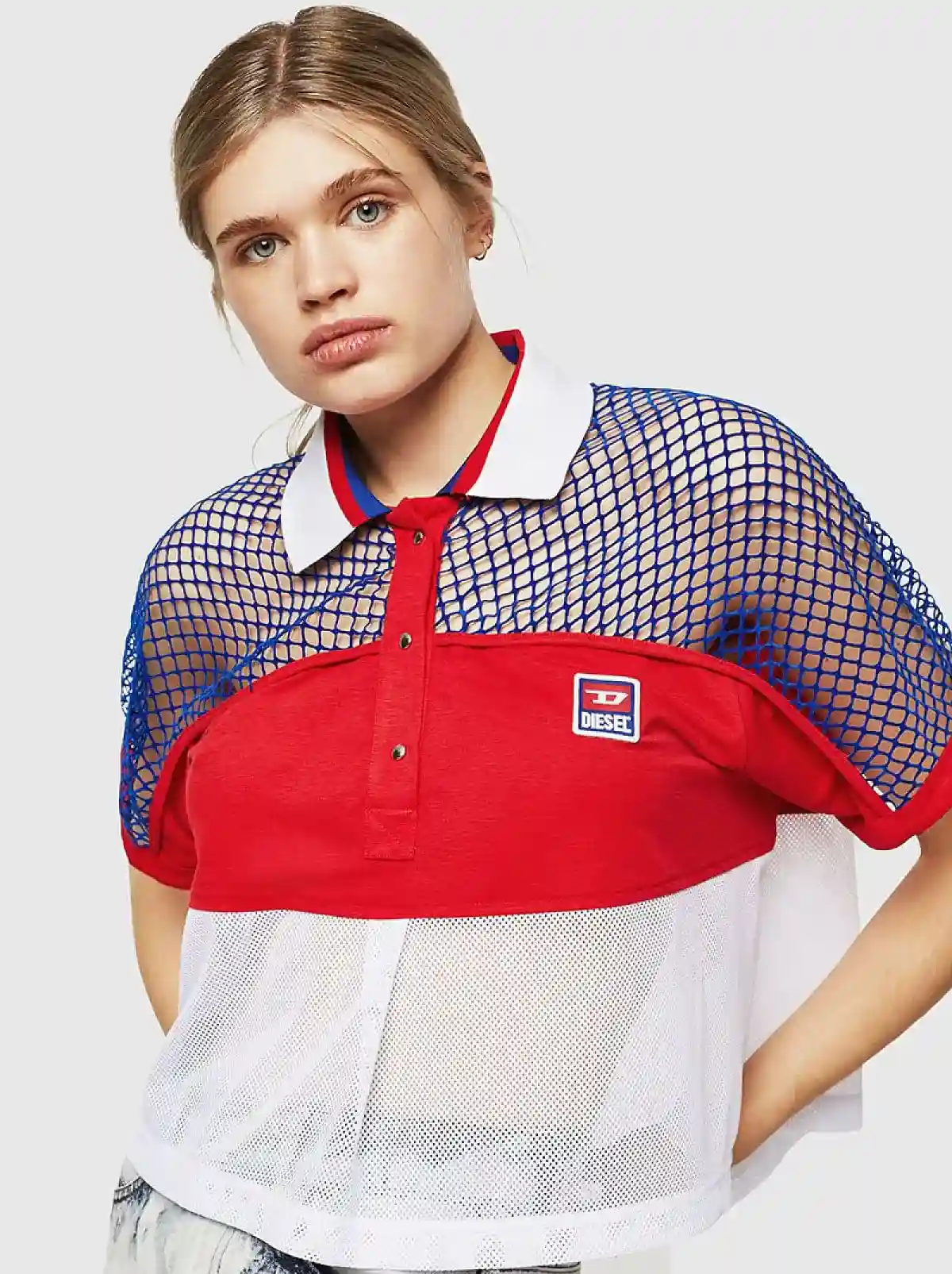 Multicolor Boxy polo shirt with mesh insert