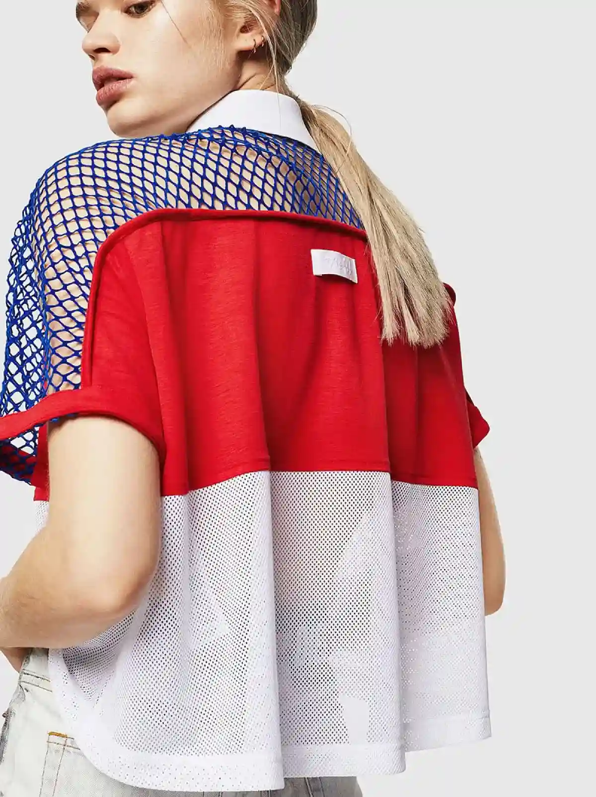 Multicolor Boxy polo shirt with mesh insert