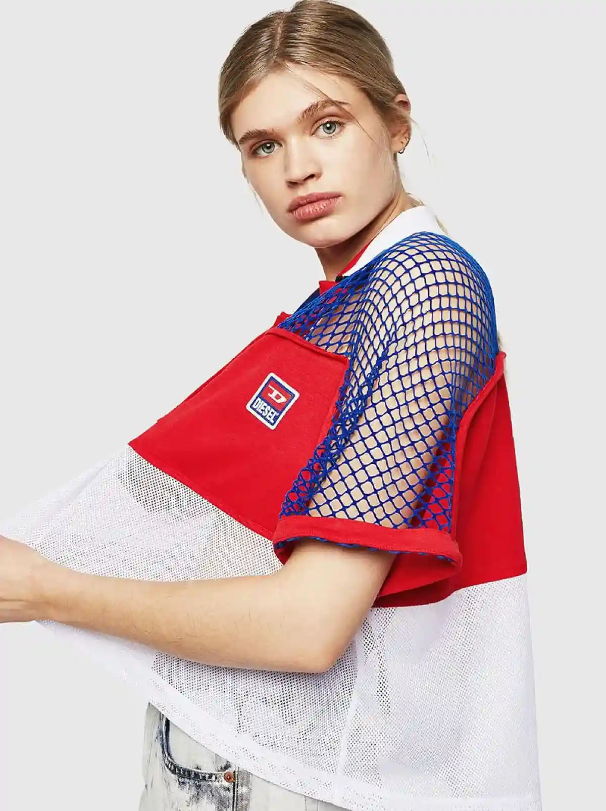 Multicolor Boxy polo shirt with mesh insert