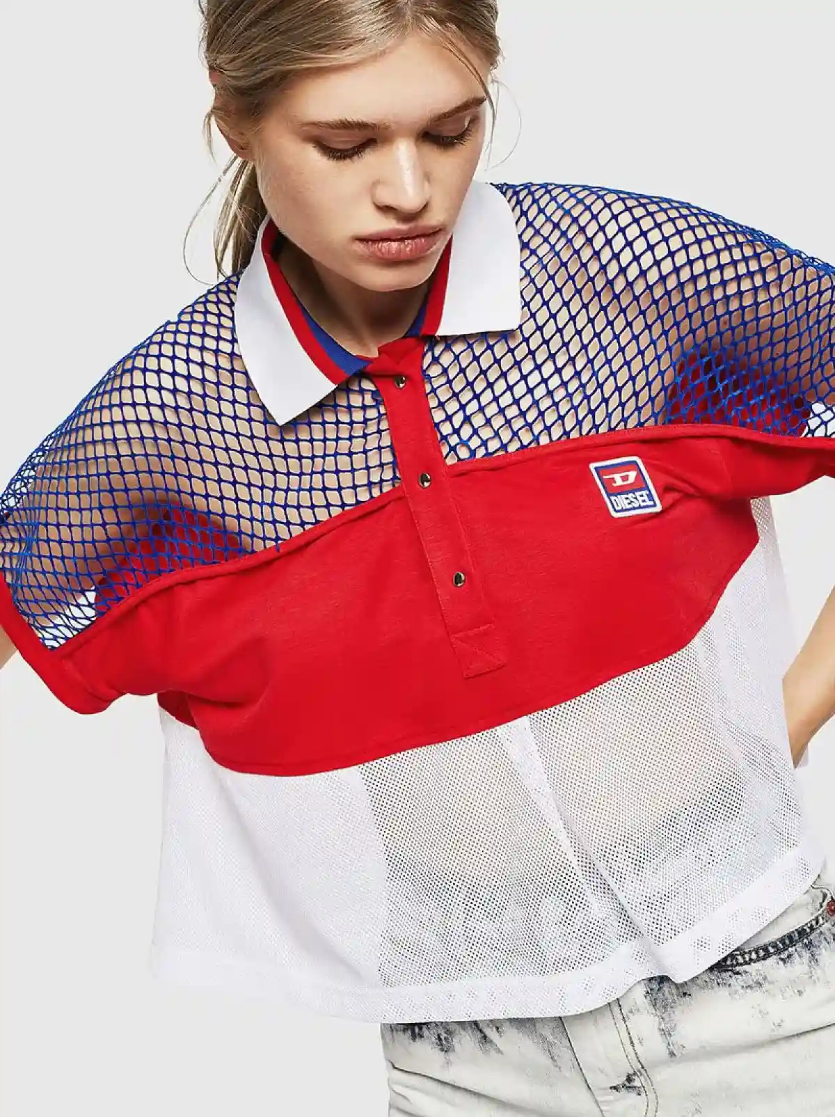 Multicolor Boxy polo shirt with mesh insert