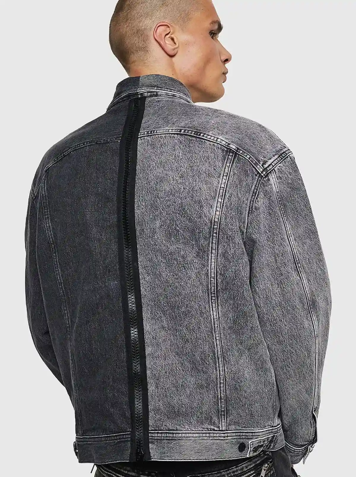 Black Colour-block denim jacket
